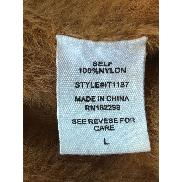 Bucketlist Women's Super‎ Soft Fur Shacket Large Camel Normcore Fall Fashion - Picture 9 of 11